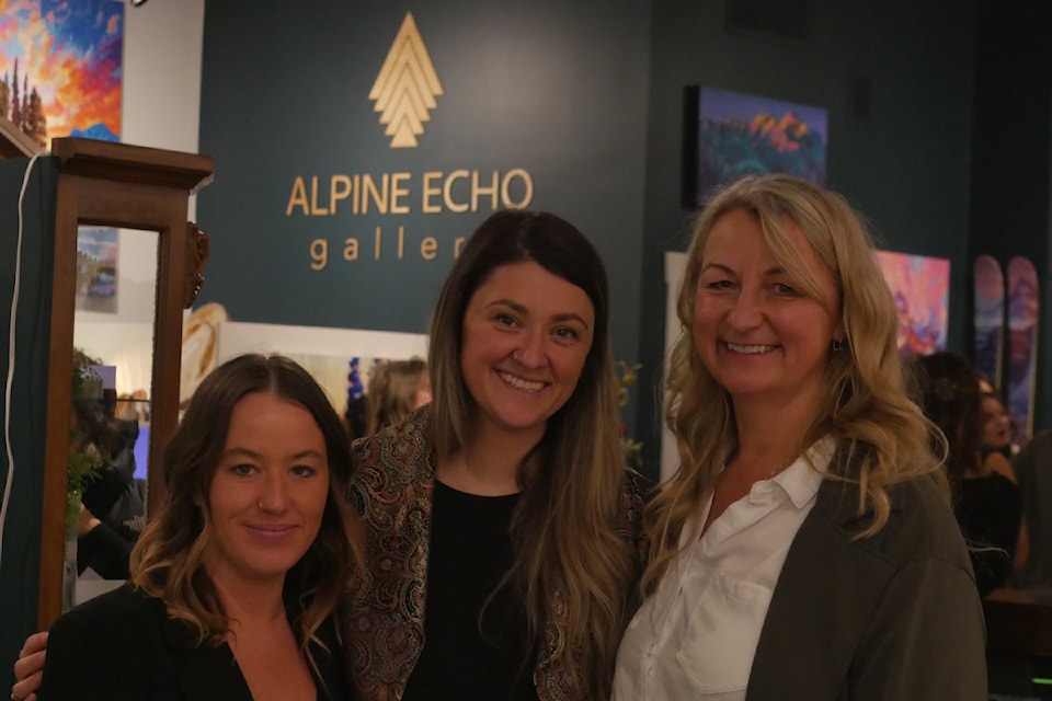 Alpine Echo Gallery owners (from left) Hayley Stewart, Meghan Porath and Zuzana Riha at its official opening in Revelstoke's Arrow Heights Friday, Jan. 17.