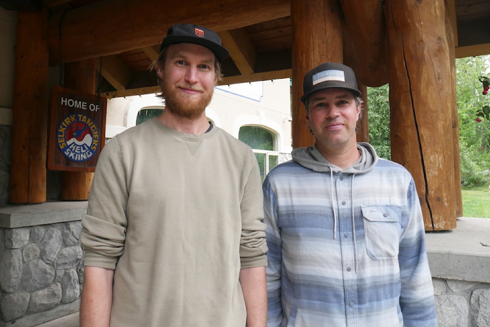 Stephen Hews, left, and Dave Pehowich with Selkirk Tangiers Heli Skiing at the Coast Hillcrest Hotel in Revelstoke on Wednesday, July 9.