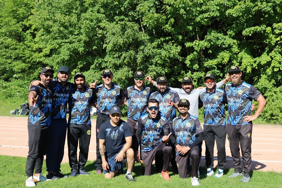 The Revelstoke Cricket Club at its victorious match against Vernon Cricket Club in Centennial Park on June 8, 2025.