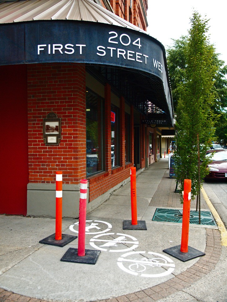City of Revelstoke sprays new 'no' signs on downtown sidewalks
