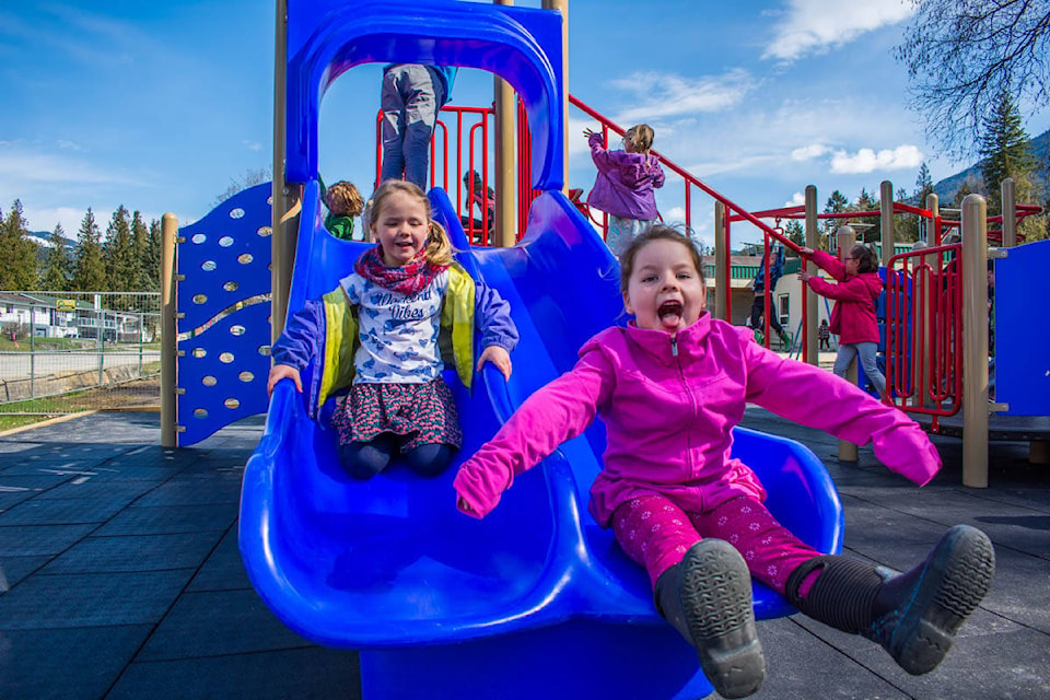 The playground has a nefty new slide. (Liam Harrap/Revelstoke Review)