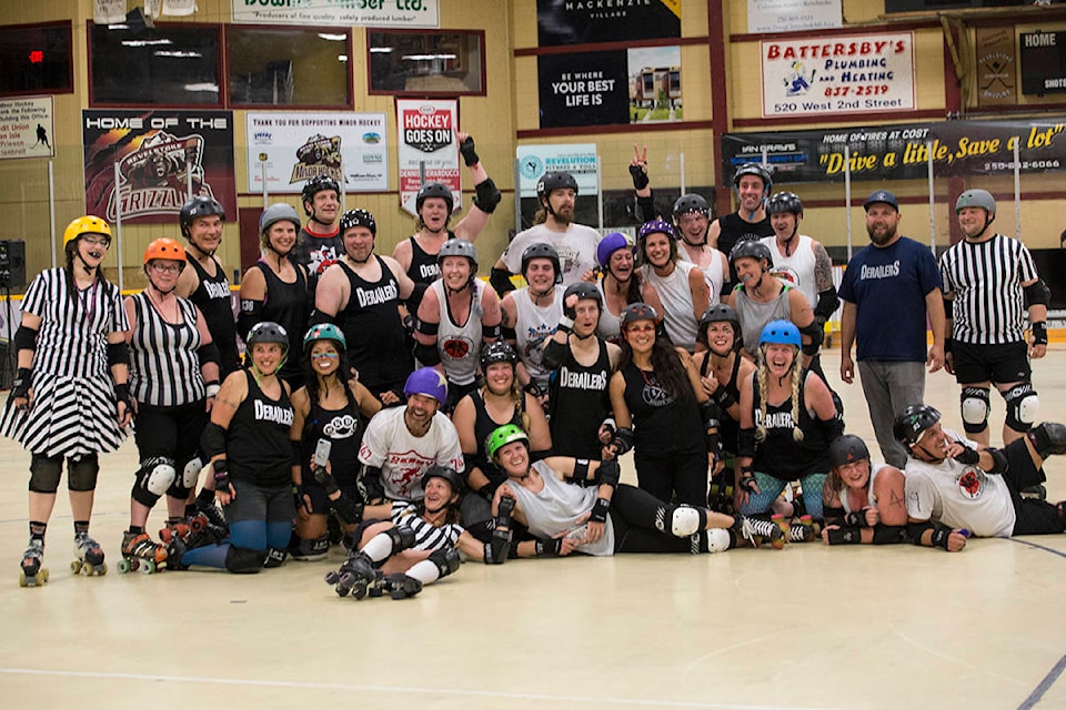 The Derailers, the Revelstoke Roller Derby team, skated in its first co-ed bout on Saturday against Okanagan Roller Derby. (Jocelyn Doll/Revelstoke Review)