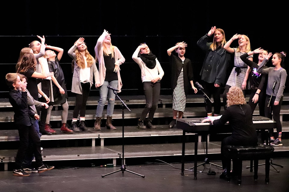 The BX Honour Choir performs Never Seen the Rain during the 40th annual Choral Showcase, presented by the Vernon School District’s Music Educators’ Association, at the Performing Arts Centre Wednesday, March 4. (Jennifer Smith - Morning Star)