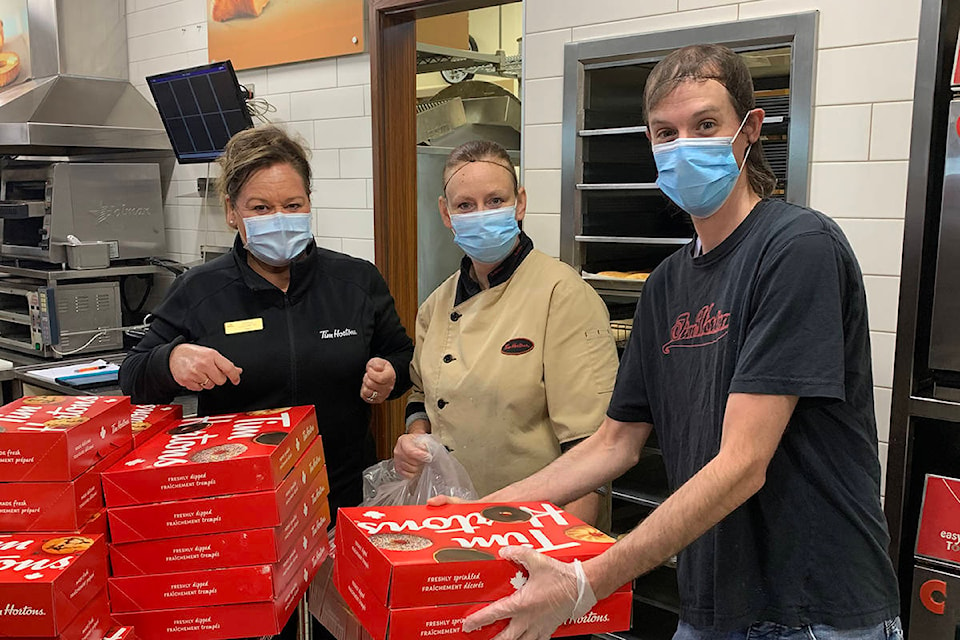 Revelstoke Tim Hortons served coffee and donuts to front line workers on May 21. (Submitted)