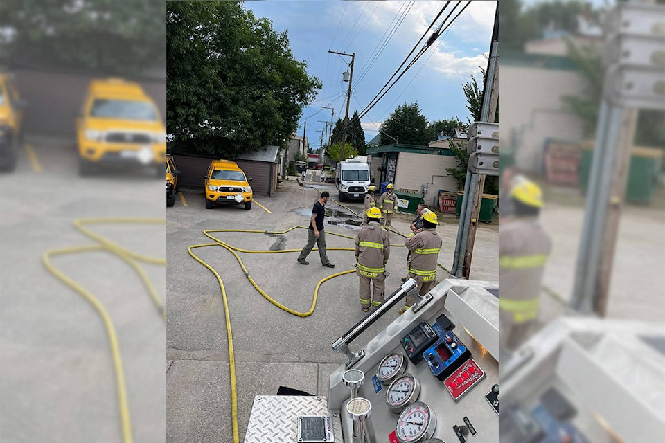 Revelstoke Fire Rescue Services is on scene at a gas leak at the 400 block of 1st St. W. (Photo via Facebook-Revelstoke Fire Rescue Services)