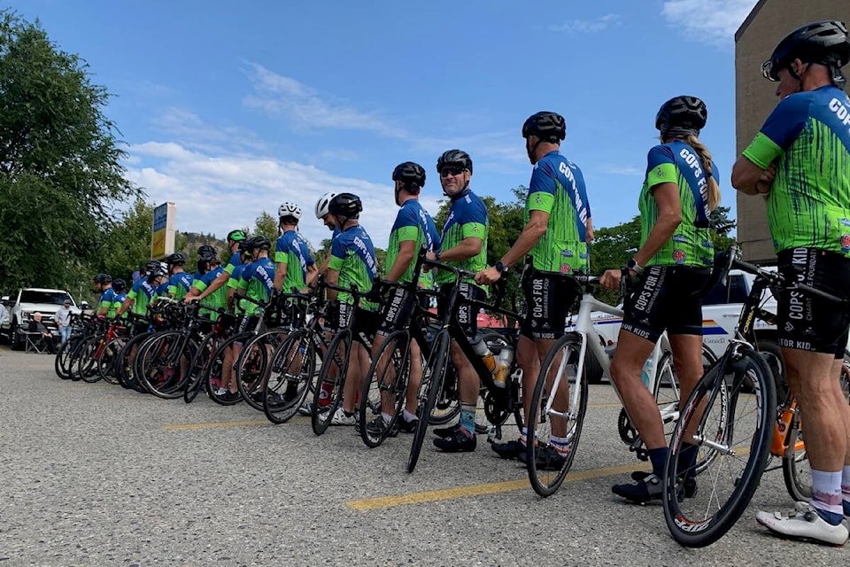 Cops for Kids concluded their 2022 ride with closing remarks in the parking lot of Kelowna’s Ramada Hotel on Sept. 18 (Brittany Webster - Capital News)