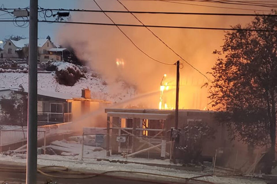 A townhouse on South Main has gone up in flames Thursday morning. (Sheri Bublitz Facebook)