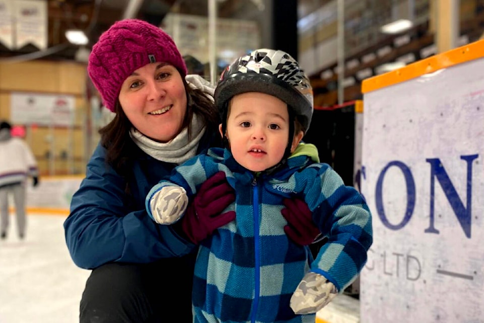 Enjoying the rink at the Revelstoke After School Society fundraiser. (Contributed by Joanne Gawler)