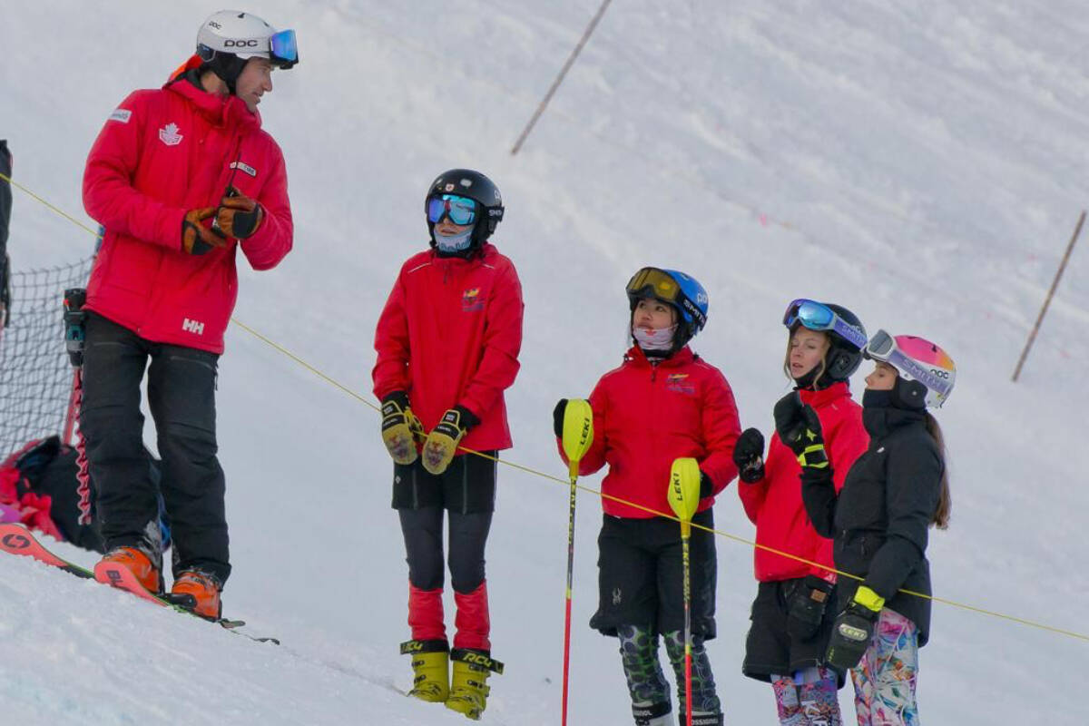 Apex-based skiers at the BC Winter Games, joined by a coach from Team Thompson-Okanagan, last weekend. (Photo- Greg Jaron)