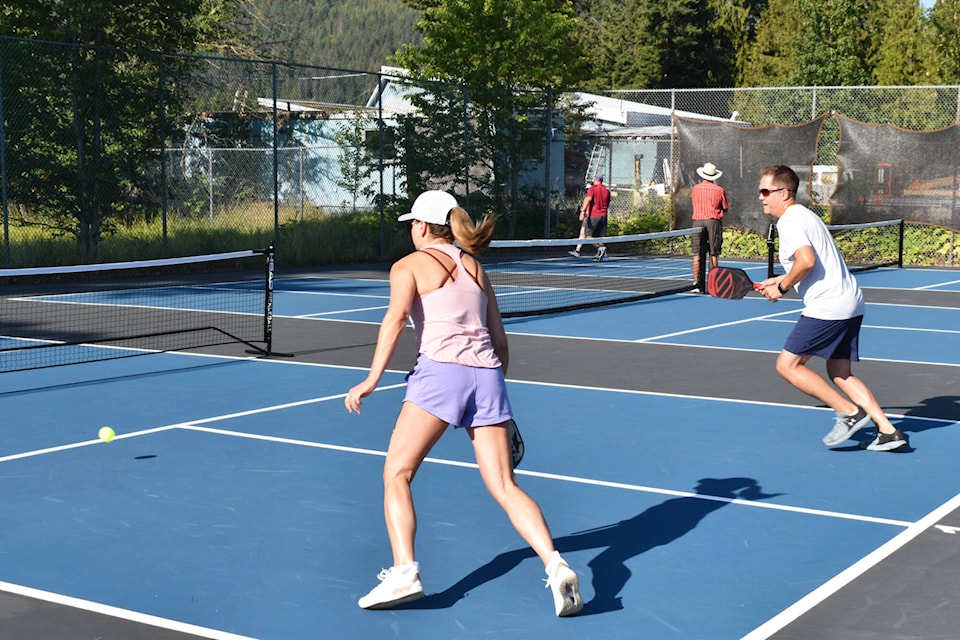 Players in the first official Sicamous Pickleball Club tournament. (Rebecca Willson-Eagle Valley News)