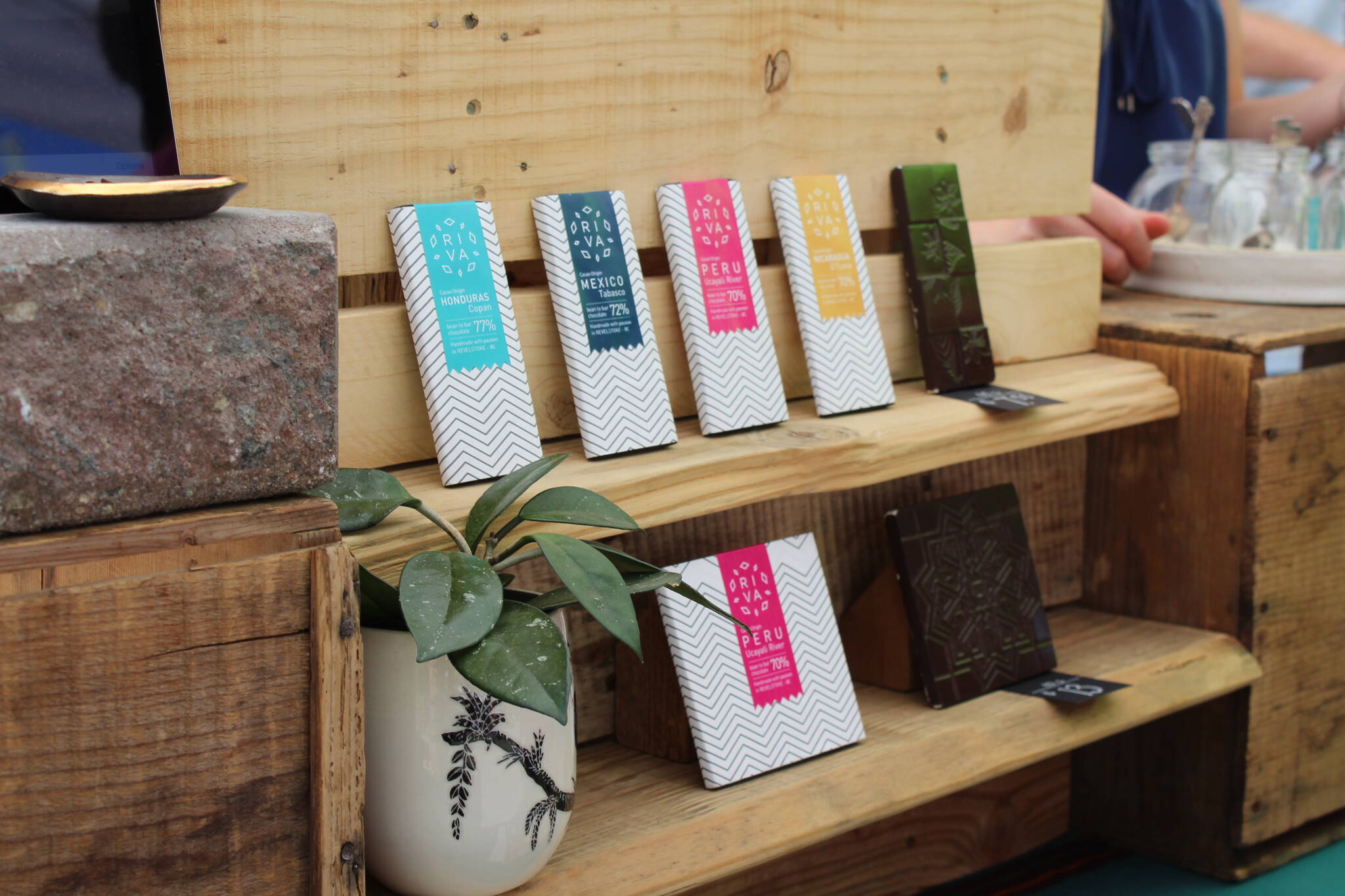 The display chocolates at Rivas stand. (Zachary Delaney/Revelstoke Review)