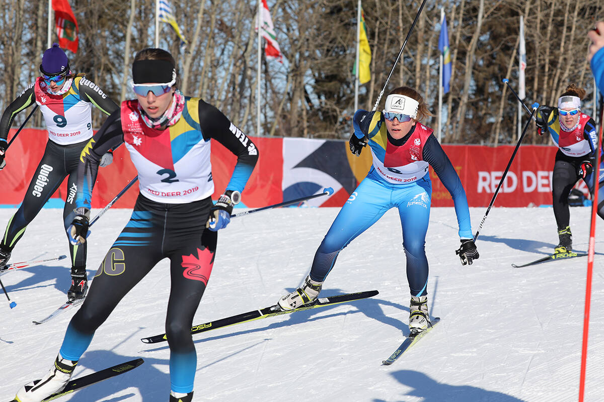 Elizabeth Elliott (no.2) racing in Red Deer at the Canada Winter Games. (Mark Cundict/Canada Winter Games)