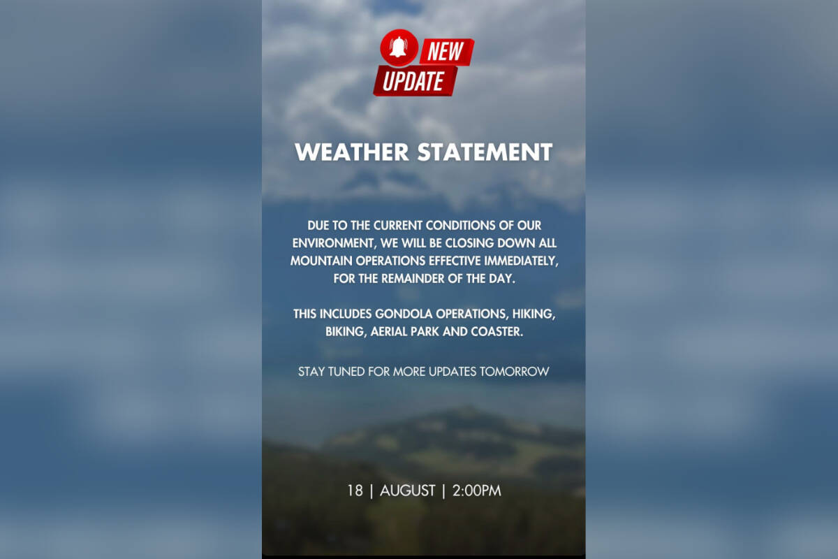 A weather statement posted on RMR's Instagram page. (Instagram)