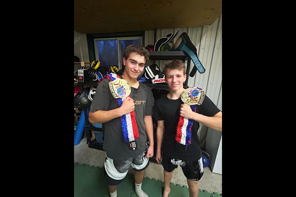 Corbin Hazen and Jaxon Gallant brought home fight titles. (Photo provided by Koreena Kulba)