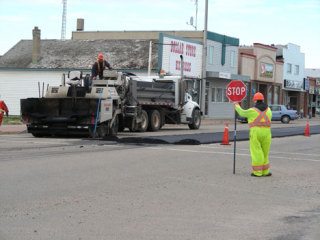 Paving crew does minor repairs on Rimbey main street