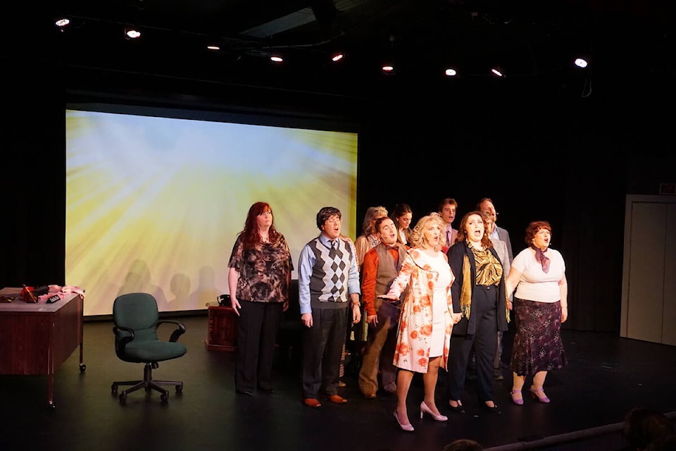 The cast of 9 to 5 performs at the Manluk Theatre in Wetaskiwin, Alta. Saturday May 14, 2022. (Shaela Dansereau/ Pipestone Flyer)