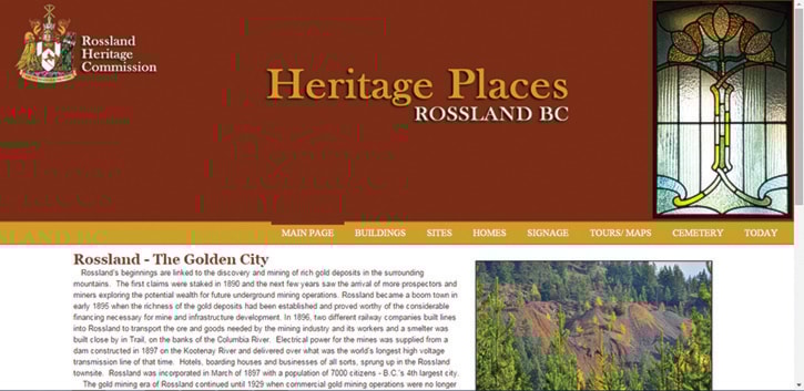 60097trailwebRosslandHeritageCommissionlauncheswebsite