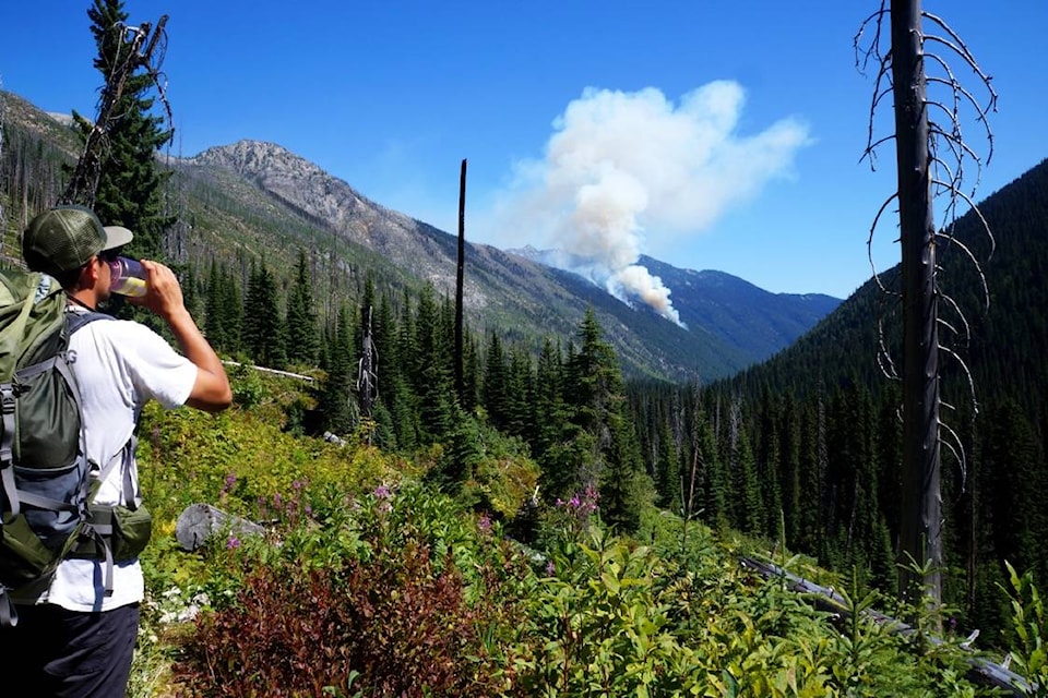 A wildfire at Woodbury Creek is seen on Sunday. Photo: Katelyn Hurley
