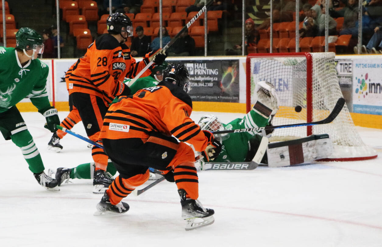 Smoke Eaters forward Brady Hunter just misses on this chance late in the third period.