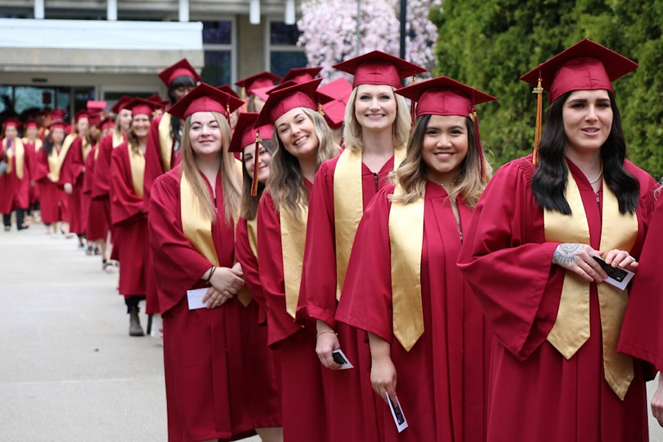 It was a year of getting back to being in-person at Selkirk College. In the first graduation ceremony on the Castlegar Campus since 2019, students were all smiles at Convocation 2022 that was held in late-April. Photo: Submitted