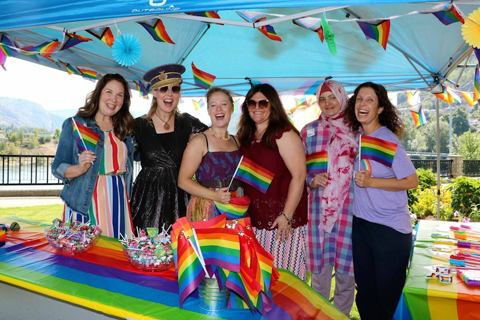 A colourful crew from the City of Trail, Trail Arts Council and the Trail Public Library were handing out rainbow flags, tasty rainbow cannolis, and treats in recognition of the 5th annual Pride-Trail event at Trail’s Incredible Market. From left: Coun. Bev Benson, Nadine Tremblay Trail Arts Council, Pride Trail’s Addison Oberg, Andrea Jolly from the city, and Kalsoom Fahad and Danielle Monk from the library. Photos: Jim Bailey