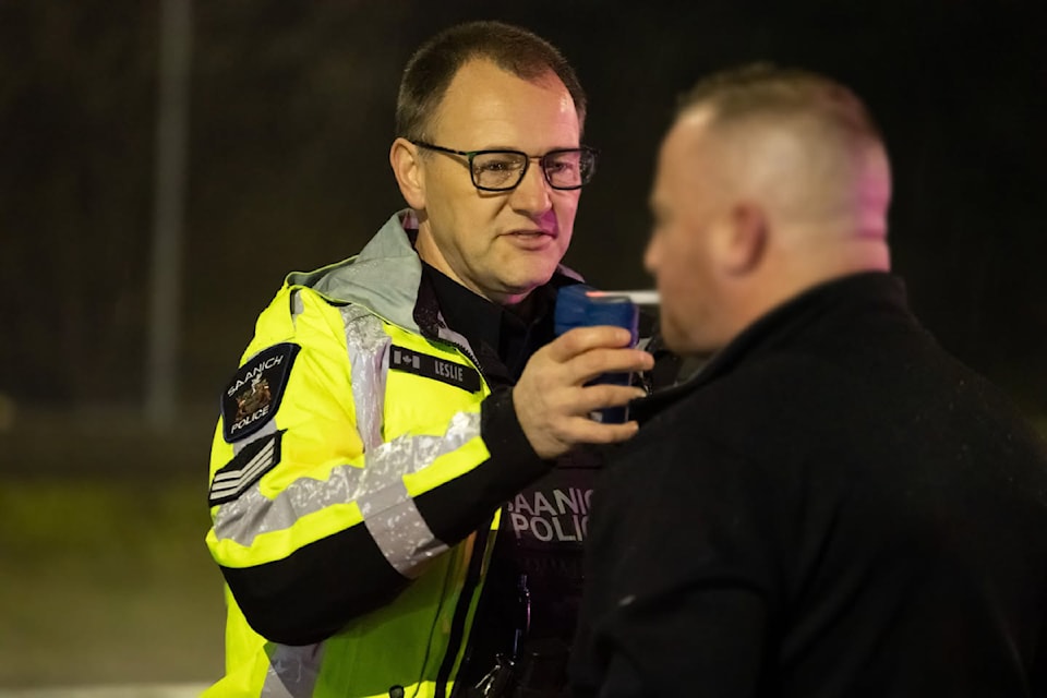 Saanich police officers step up impaired driving enforcement throughout December with weekly counterattack roadblocks.