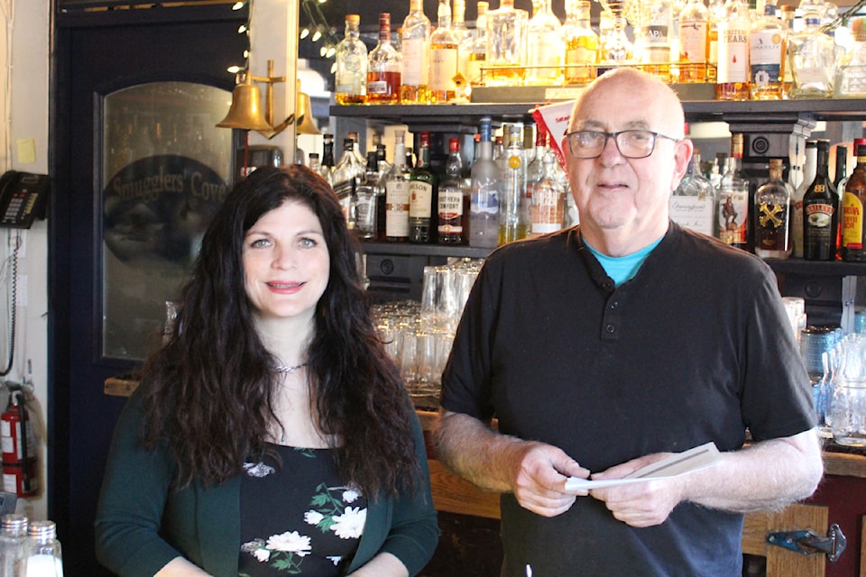 Tara McHugh and Brian Dunn at the Smugglers' Cove Pub. Both are optimistic about the improvements to Sinclair Road, but have some reservations about what all the construction will mean  in the short term. 