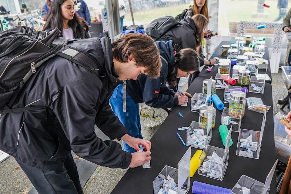 Students take part in Giving Tuesday events at the University of Victoria in 2023.