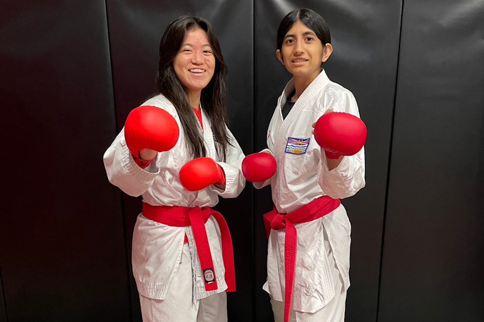 Joann Huang (left) and Yashita Kaku will represent Canada at the Junior Pan American Karate Championships.