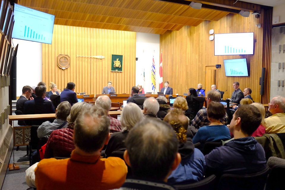 In front of a full room Saanich council discussed the need for revisions to the Quadra McKenzie Plan at its Feb. 24 meeting.