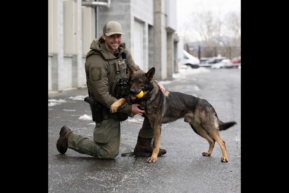 Const. Jordan Deverill and his partner Knox are two of four new officers to join the Integrated Canine Service that serves Saanich, Victoria, Esquimalt and Oak Bay. 