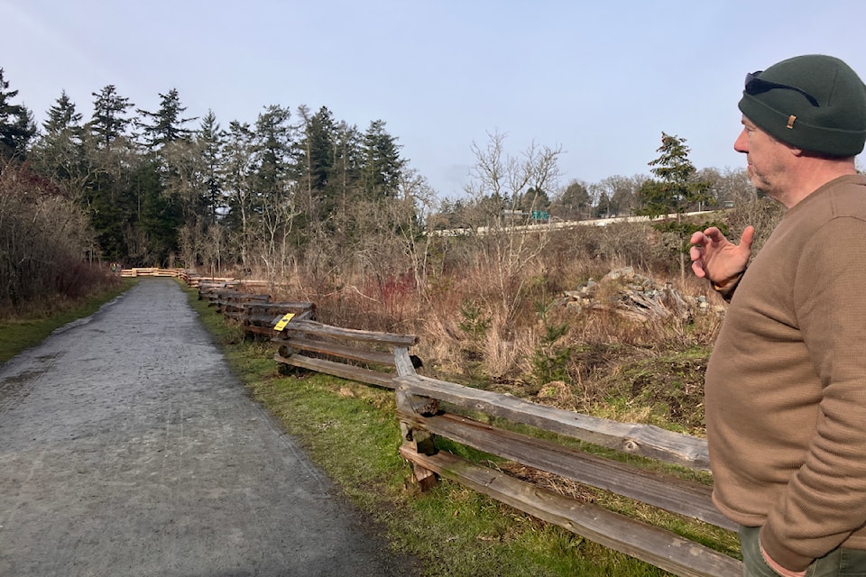 Rick Hatch, natural areas assistant supervisor with Saanich Parks showcases the work done to build a forest at Cuthbert Holmes Park over the last four years. 