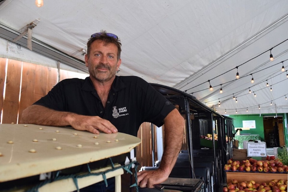 Rob Galey sits aboard an out-of-commission train in his Blenkinsop farm stand, which is similar to the one that will run in August.