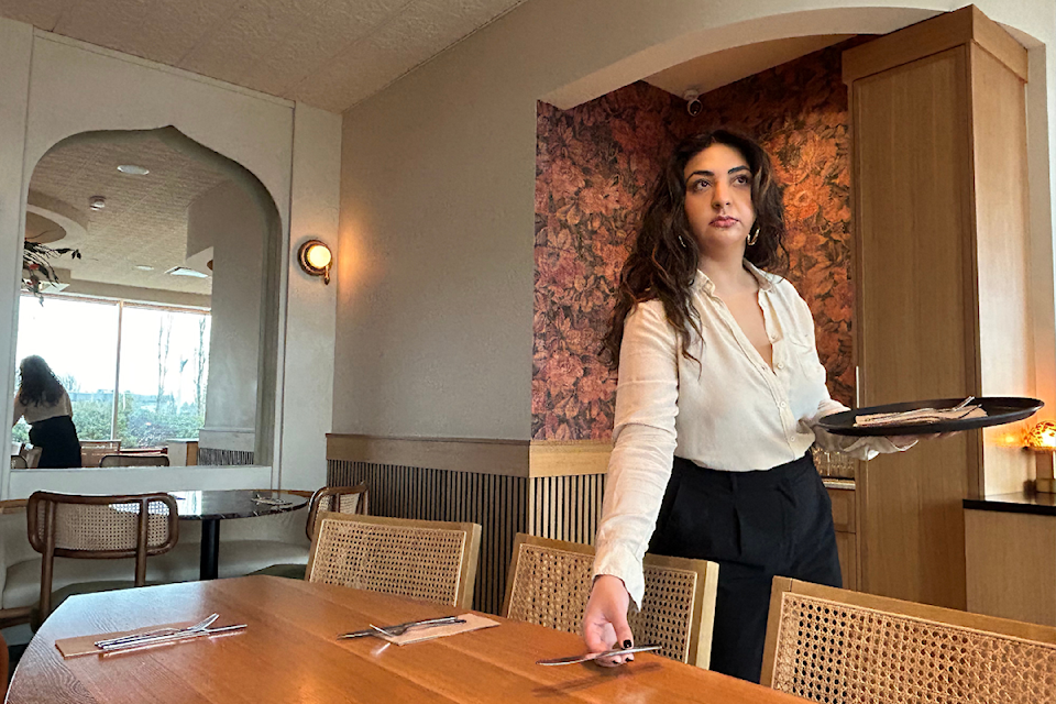 Kirn Bawa, at Kinu restaurant, says tariffs have not visibly impacted the restaurant's costs yet but believes fear is impacting the number of customers.