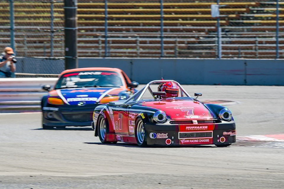 Saanich sports car driver Bill Okell won a Hoosier Super Tour event at the Portland International Raceway in May. 