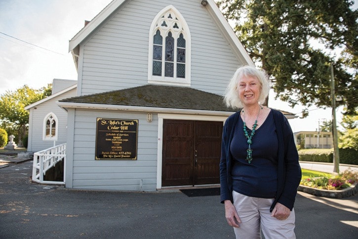 Barb Prescott of the St. Luke Cedar Hill Anglican Church is gett