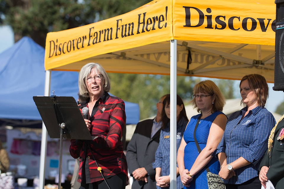 Lt. Gov. Judith Guichon at the Peninsula Country Market on Saturday. (Hugo Wong/News staff)