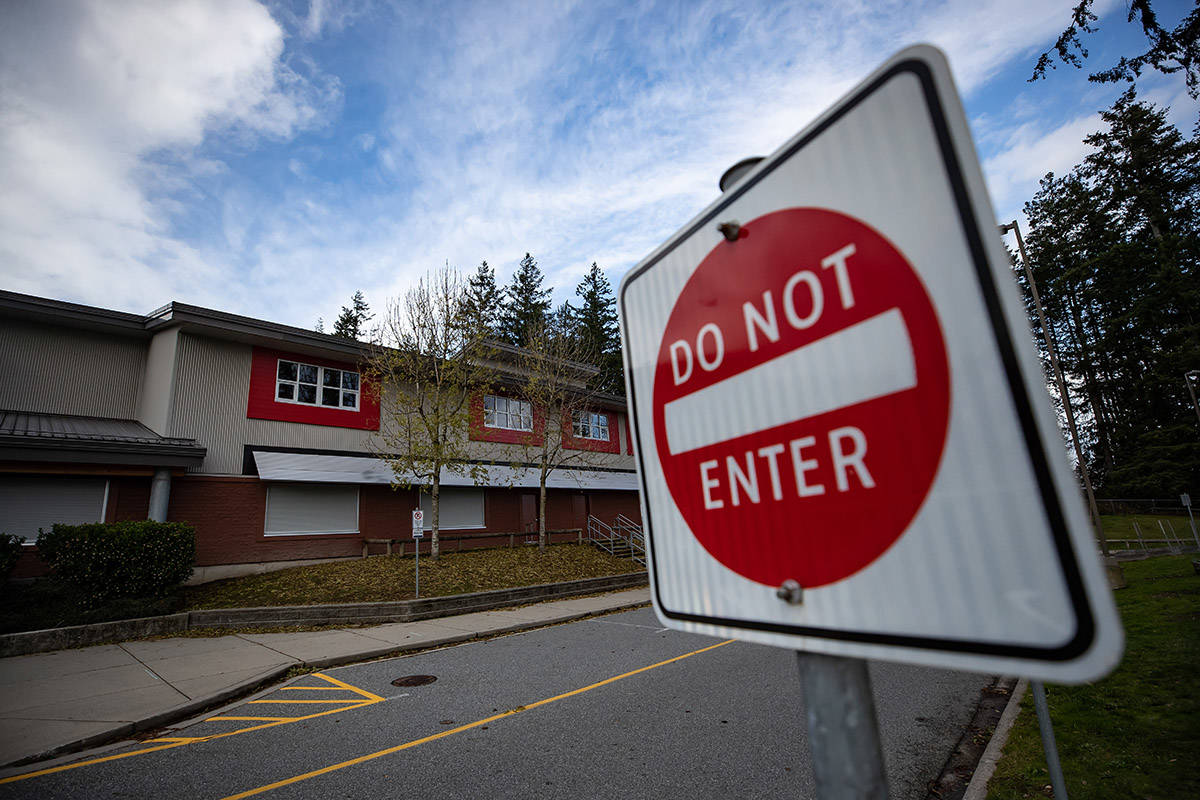 Cambridge Elementary School, which was ordered closed for two weeks by Fraser Health due to a COVID-19 outbreak, is seen in Surrey, B.C., on Sunday, November 15, 2020. THE CANADIAN PRESS/Darryl Dyck