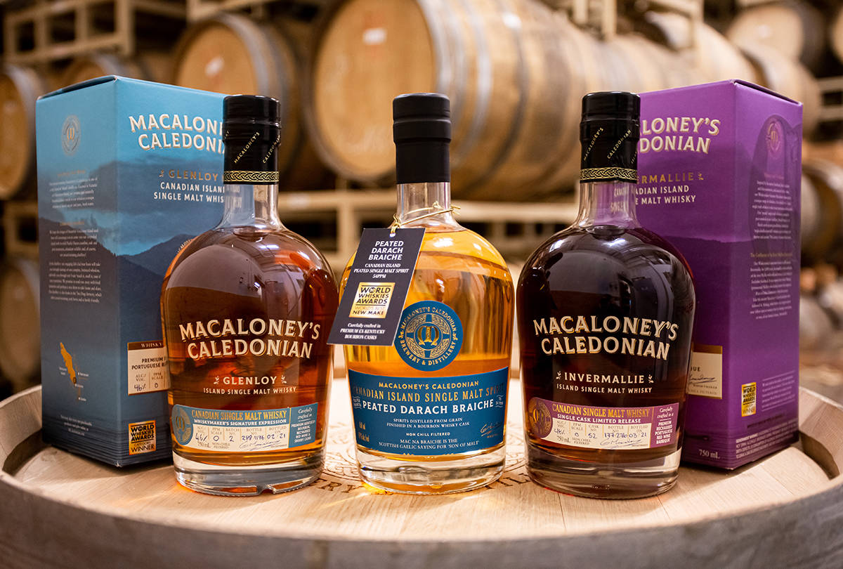 Some of the award winners from Macaloneys Caledonian Distillery and Twa Dogs Brewery