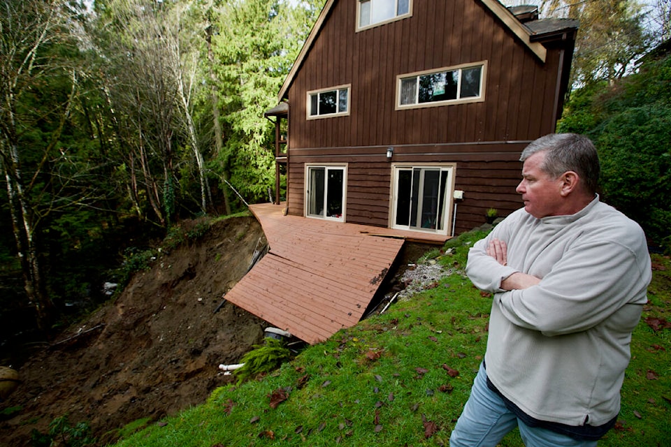 Jeff Morrow’s Atkins Road property was heavily damaged by flood waters during the record-breaking storm Nov. 15. With more rain on the way, he worries the situation will only get worse. (Justin Samanski-Langille/News Staff)