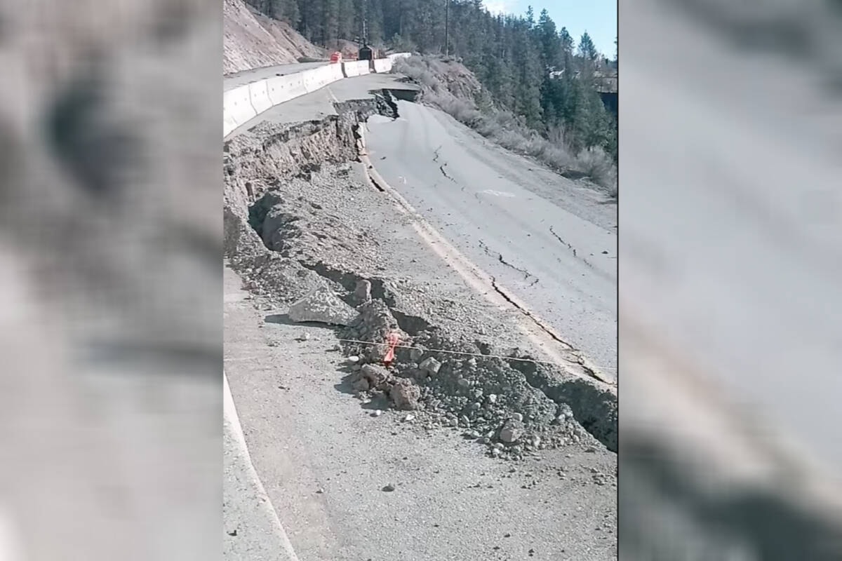 VIDEO: Section of highway north of Lytton collapses