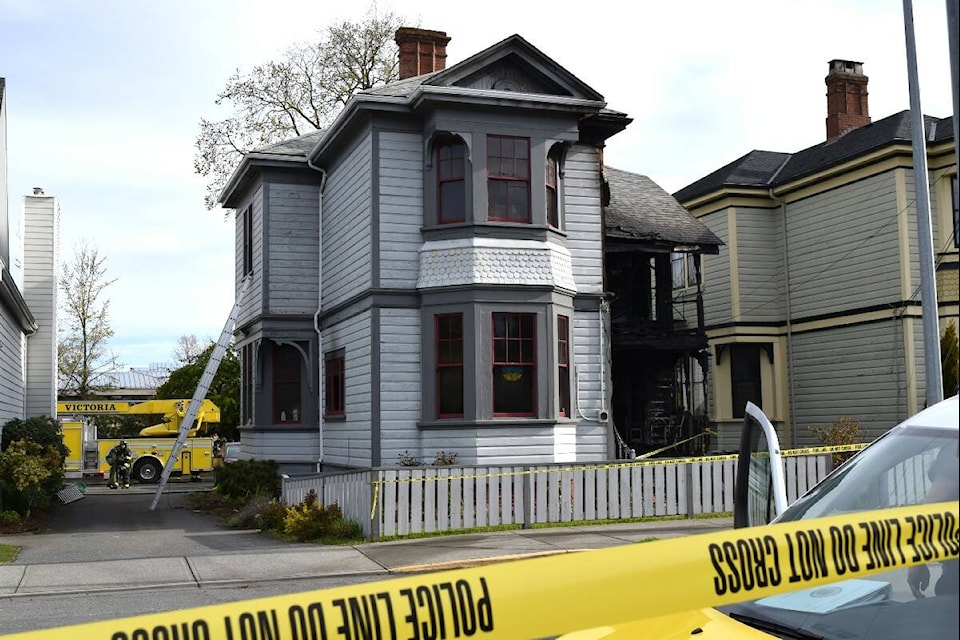 A house on Caledonia Avenue in Victoria was damaged by a fire on April 20. (Kiernan Green/News Staff)