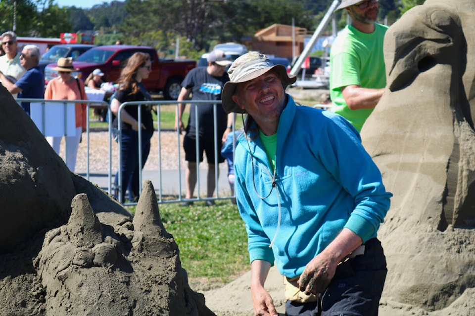 Sand sculptors spent multiple days working on their sculptures at the Cadboro Bay Festival in Cadboro-Gyro Park. (Bailey Moreton/News Staff)