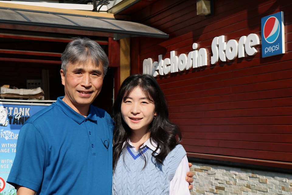 Tony and Naomi Ko outside the Metchosin Country Store in Metchosin. (Bailey Moreton/News Staff)