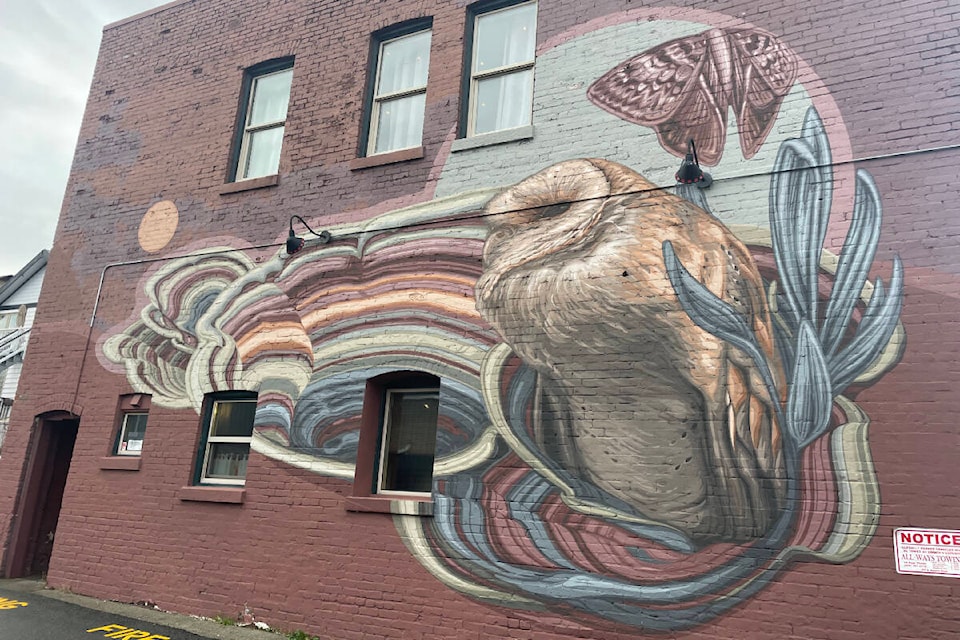 A mural in Fernwood on Gladstone Avenue that was done by Victoria-based artist Collin Elder. It was finished in September, 2020. (Hollie Ferguson/News Staff) 01/10/23