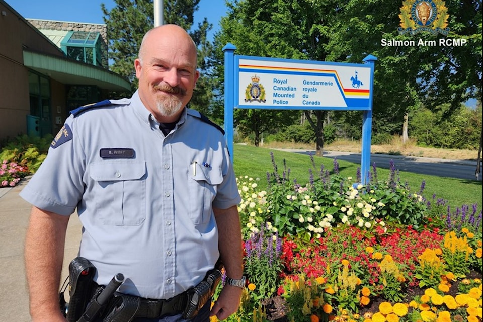 After 31 years with the RCMP, Salmon Arm RCMP Staff Sgt. Scott West is retiring, with his last day on Sept. 3, 2024. 