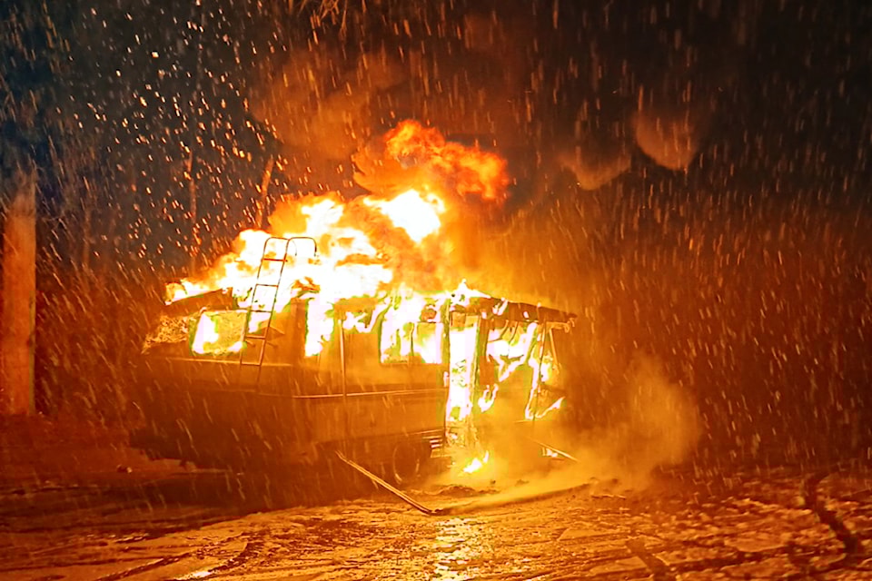 Sicamous RCMP and Swansea Point firefighters responded to a vehicle blaze at Mara Provincial Park on Saturday, Dec. 7, 2024.