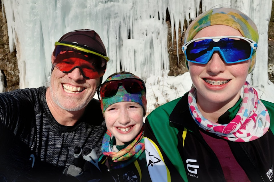 Zeba Crook and his kids, who are both competitive cross-country skiers. 