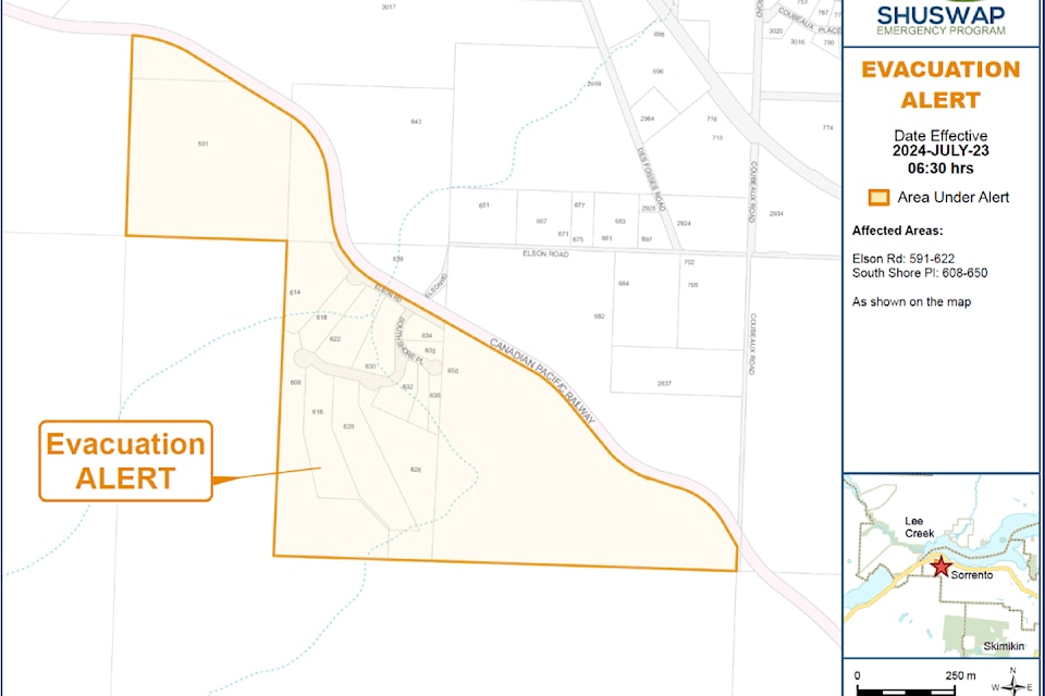 An evacuation alert was issued for 14 properties near Sorrento early Tuesday, July 23, 2024.