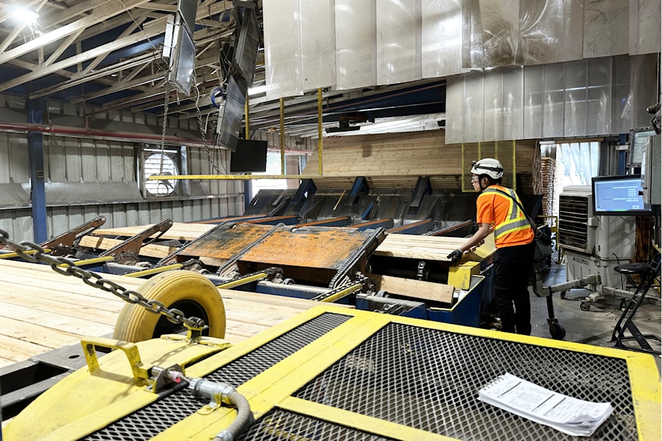 Rough boards are stacked here prior to being sent to the kiln at the Adams Lake mill. 
